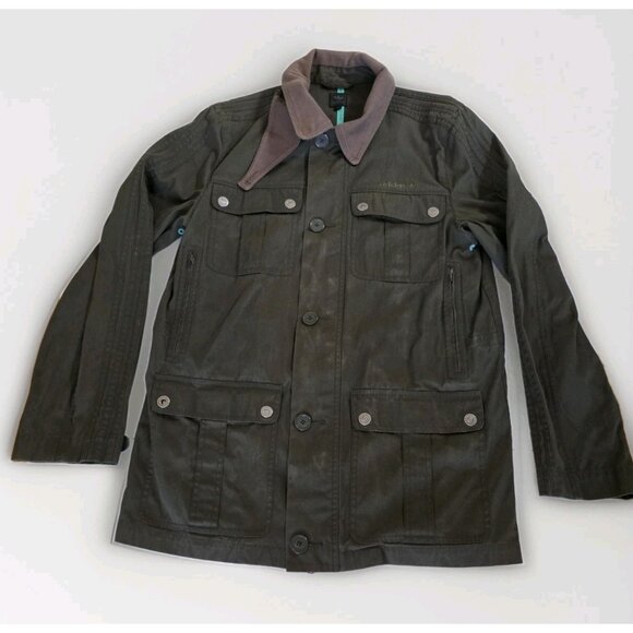 Adidas Chore Coat Men M Army Green LS Pockets 2 Way Zip Unlined Cotton Utility - Picture 8 of 16